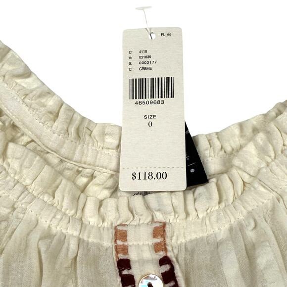 Anthropologie Akemi + Kin Boho Embroidered Top size 0 NWT 100% cotton XS - Picture 12 of 16